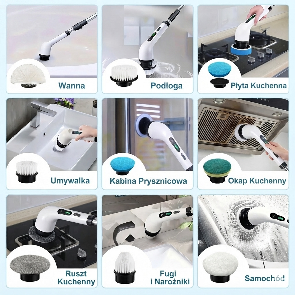 TurboCleaner Pro - Elektryczna Sczotka Do Czyszczenia 9w1